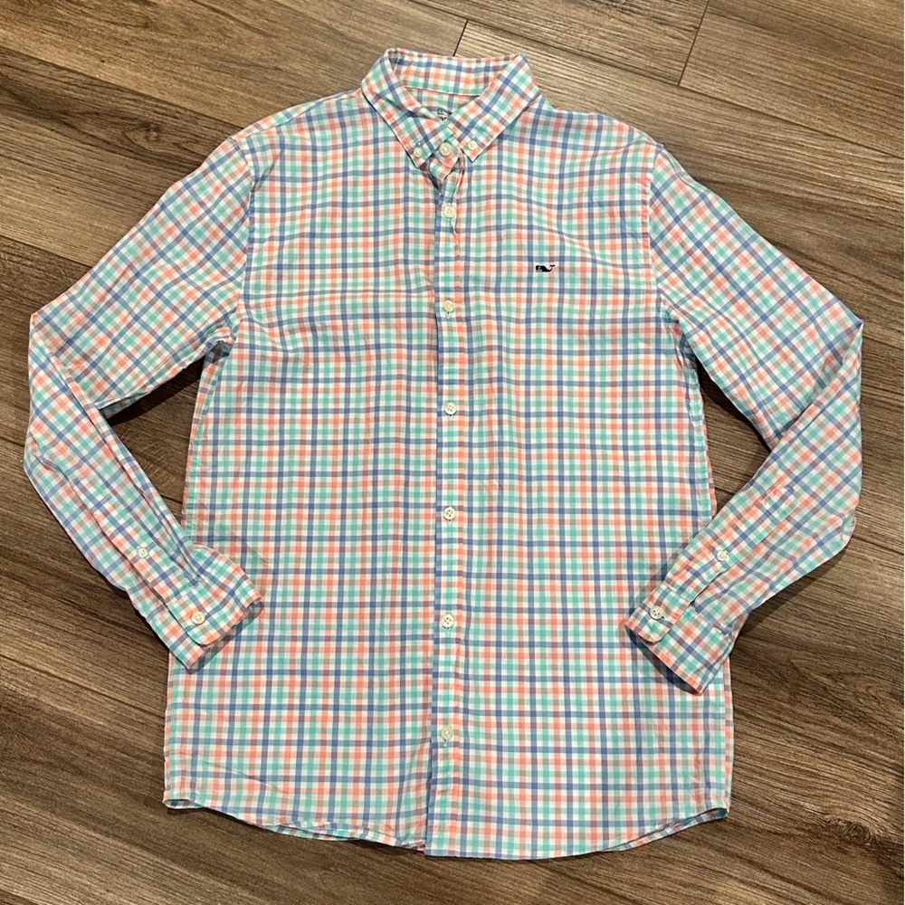Vineyard Vines Boys XL 18 Multicolor Checkered Shirt - Picture 1 of 6